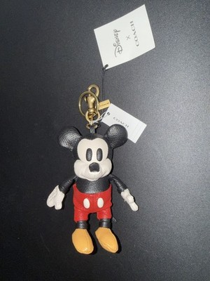 Coach x Disney Mickey Mouse 50th Leather Plush Bag Charm Key Chain Fob New