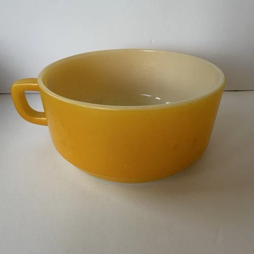 Vintage Fire-King Yellow Oven Proof Soup Bowl Mug Anchor Hocking Kitchenware