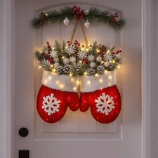 2025 Christmas Glove-Shaped Garland – Creative Wreath for Door & Window Decor