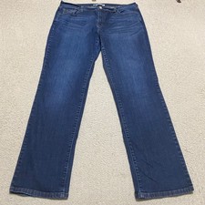 Levi's 505 Womens sz 16 Jeans Blue Denim Dark Wash Straight Leg Mid Rise