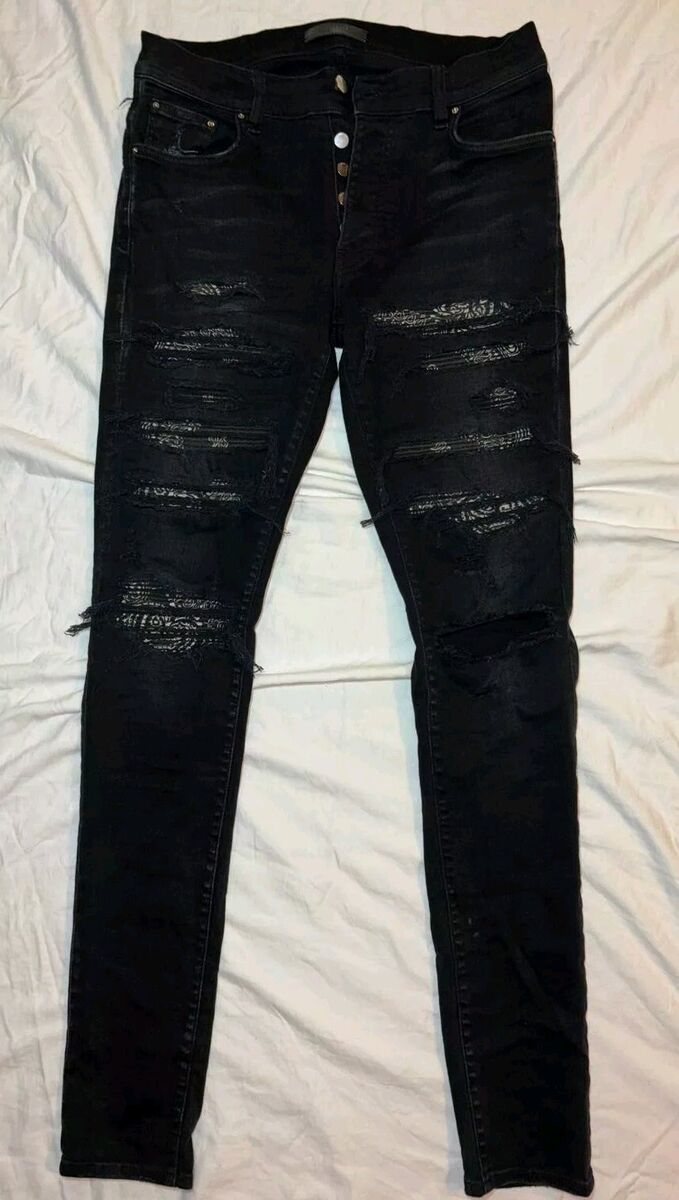 Amiri BLACK Denim Slim-Fit Jeans Size 30 w Black Bandana Amiri BLACK Denim Slim-Fit Jeans Size 30 w Black Bandana
