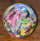 Murano Glass 1950’s Paperweight Lattice Filigree Ribbon Cane Ultra Violet Glow