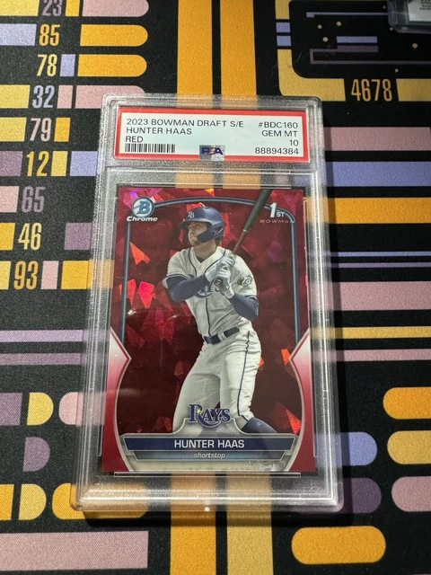 2023 Bowman Draft Red Sapphire /5 Hunter Haas #BDC-160 1st Rays Prospect PSA 10