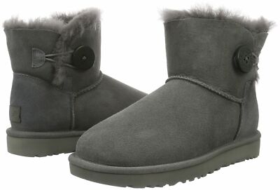 Ugg Mini Bailey Button Ii Boots Grey New | eBay