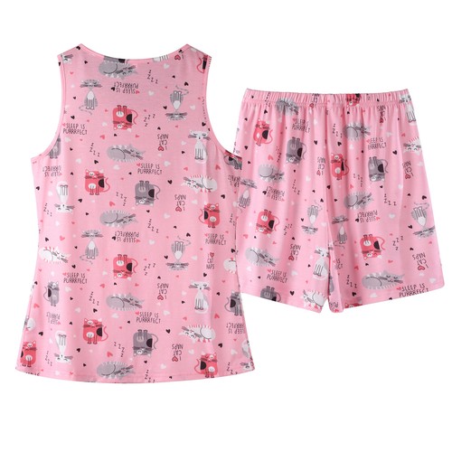 Conjunto de pijamas de verano para mujer Pjs Chaleco Prendas para el torso + Pantalones cortos Ropa de salón Ropa de dormir TALLA GRANDE - Imagen 19 de 28