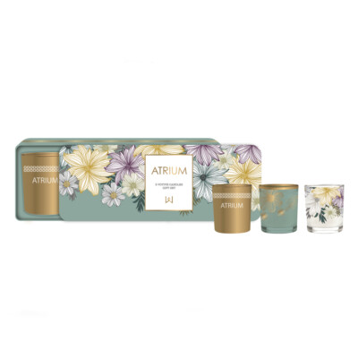 Wachs Lyrisch Atrium Design Blau Zypresse Duftglas Votivkerze Geschenkset