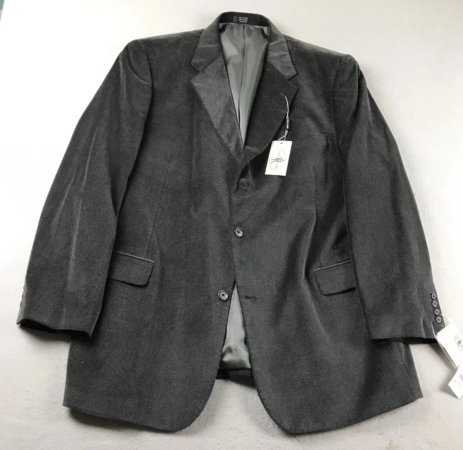 Linea Uomo Blazer Mens 48 Regular Gray 100% Cotton Jacket NWT