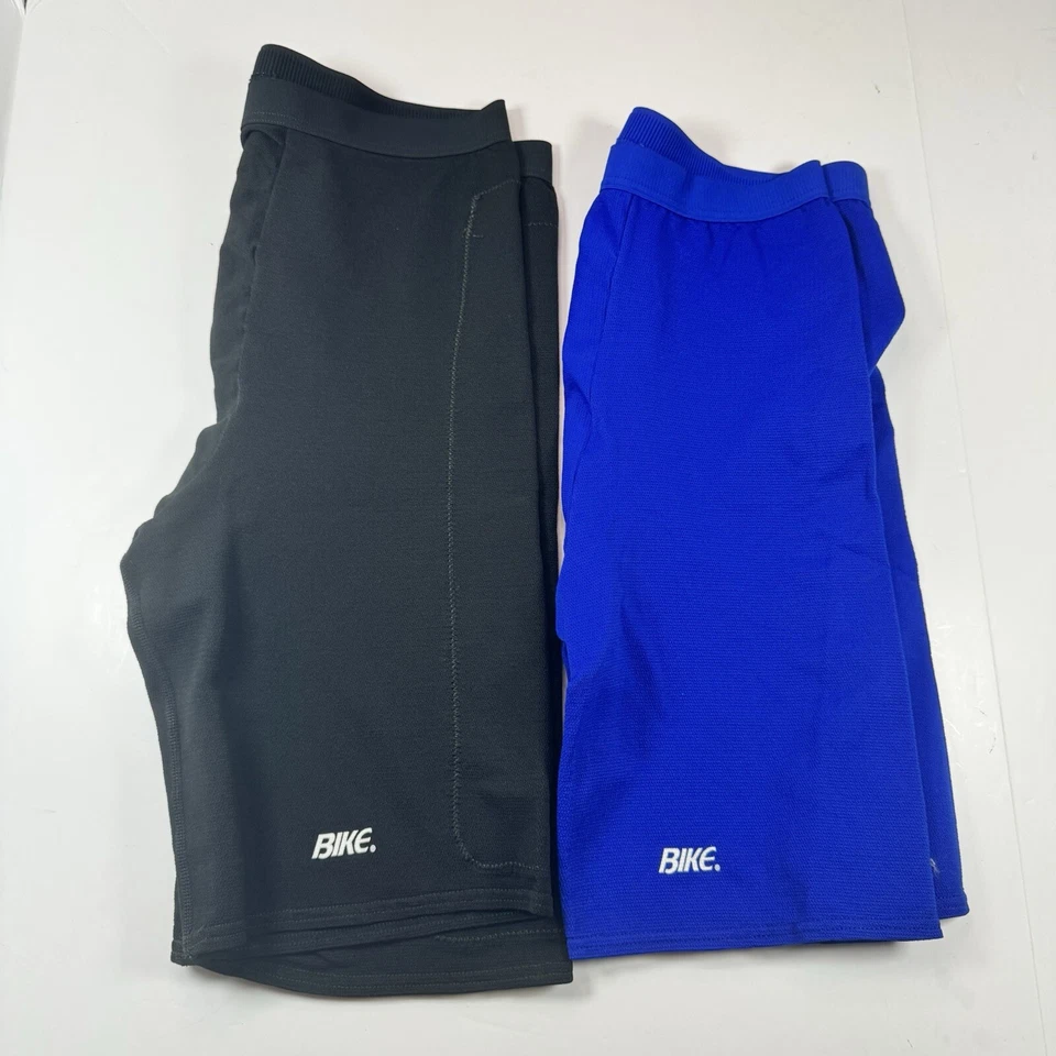 Pantalones Cortos de Compresión de Ciclismo Bicicleta Años 90 De Colección Negro/Azul Para Hombre Lote De 2 EE. UU. Talla L Foto 3 de 4