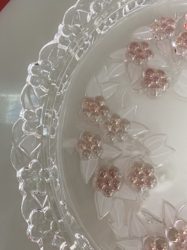 Mikasa Bella Rosa Platter Round Crystal Flower Glass Vintage Pink Rose 13.25” - Picture 5 of 8