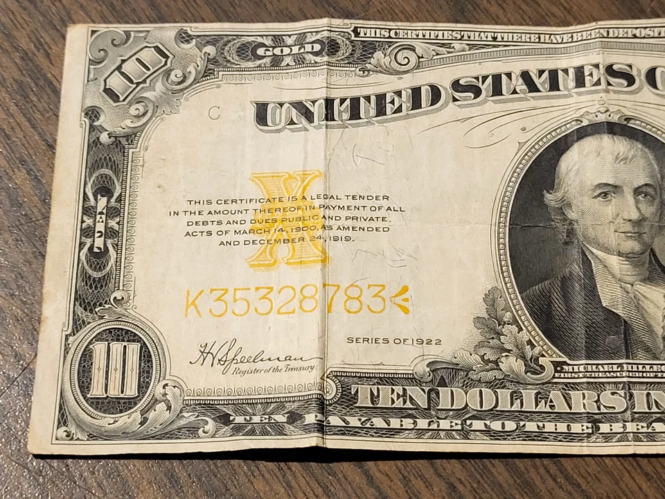 1922 10 Dollars Gold Certificate - Washington D.C. - K35328783 - Image 2 of 4