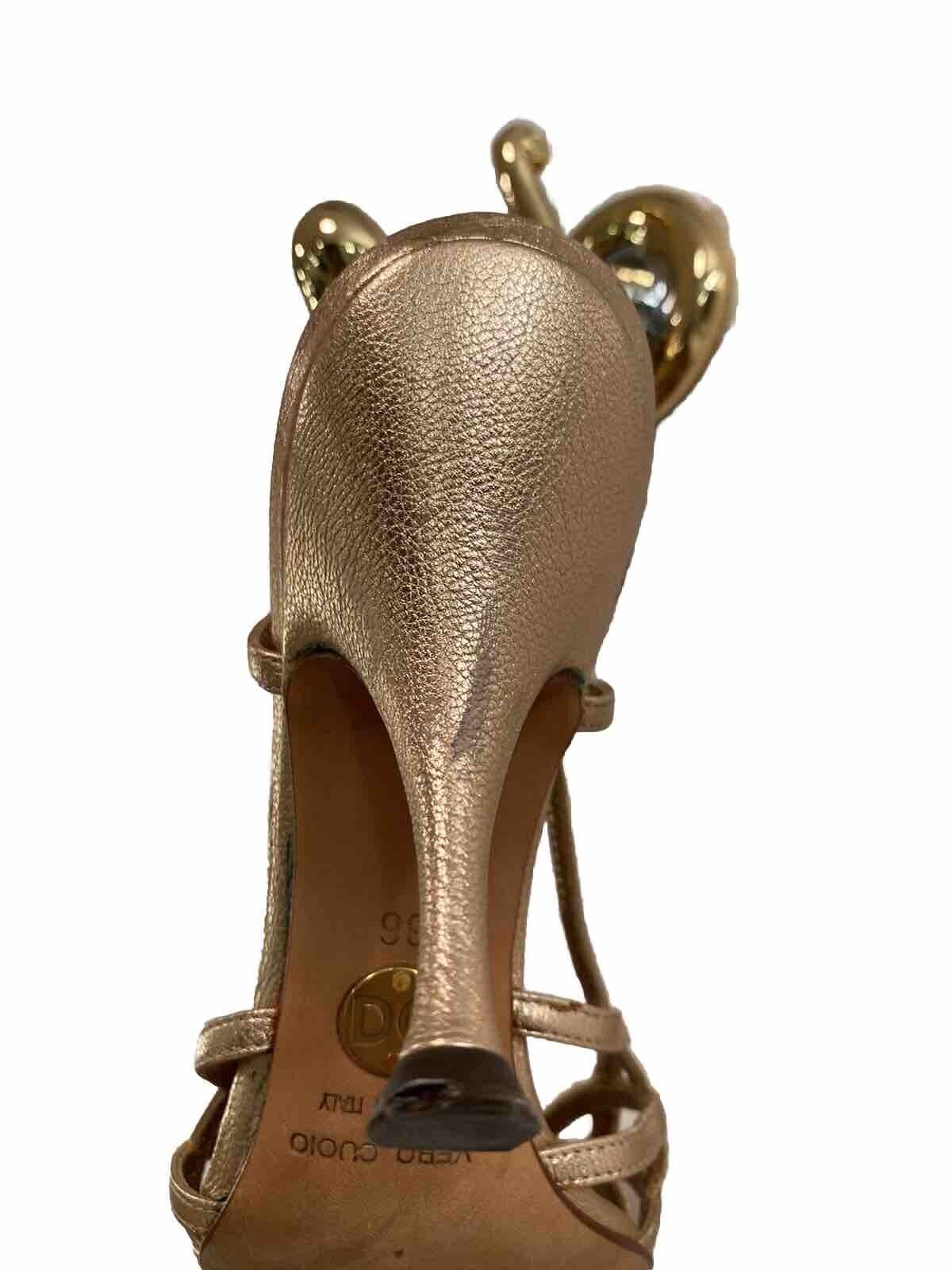 Dolce & Gabbana Metallic Rose Gold Leather Cage S… - image 11