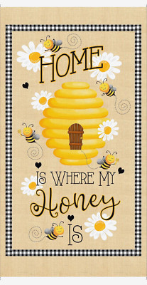 Home Where Honey Is Bee Hive Fabric Cotton Timeless Treasures CD1847 24'' Panel