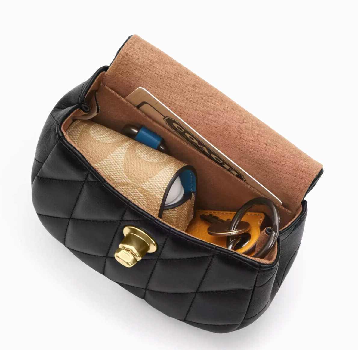 🩷COACH CZ425 Turnlock Card Case Crossbody Black Crocodile