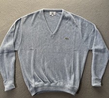 Vintage IZOD LACOSTE Size Large Mens Sky Blue V-Neck Sweater Acryllic 80s 90s