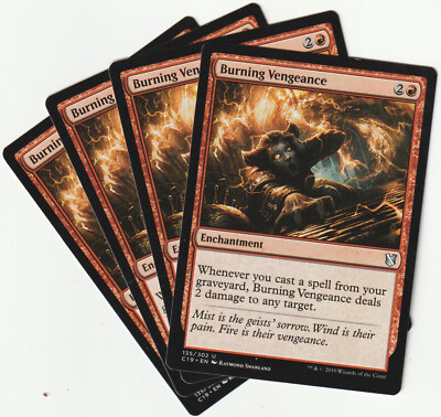   4 MAGIC The Gathering BURNING VENGANCE Red Enchantment PLAYSET C19/EN NM/EX