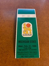1996 Iowa Hawkeyes Michigan State Basketball Ticket Ryan Bowen Morris Peterson