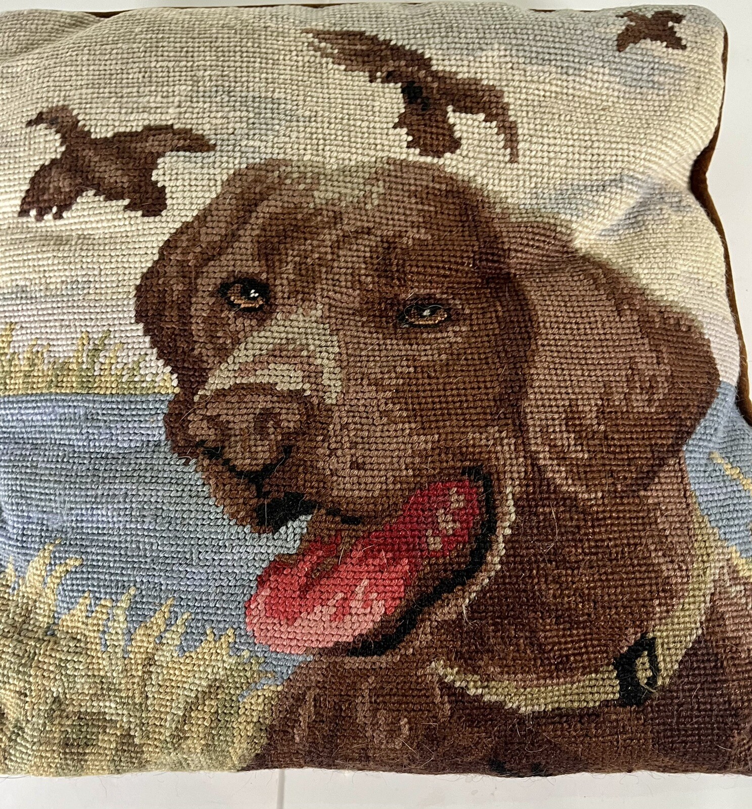 Throw Pillow Needlepoint Chocolate Lab Dog 14