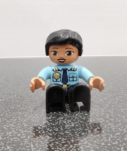 Duplo Figure Lego Ville Female Police Latin Cop Rare & Retired + Male W/ Headset - Picture 8 of 17