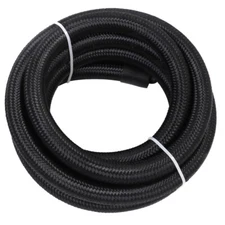 AN6 6AN 3/8" Fuel line Hose Braided Nylon Stainless Steel Oil Gas CPE 10FT Black