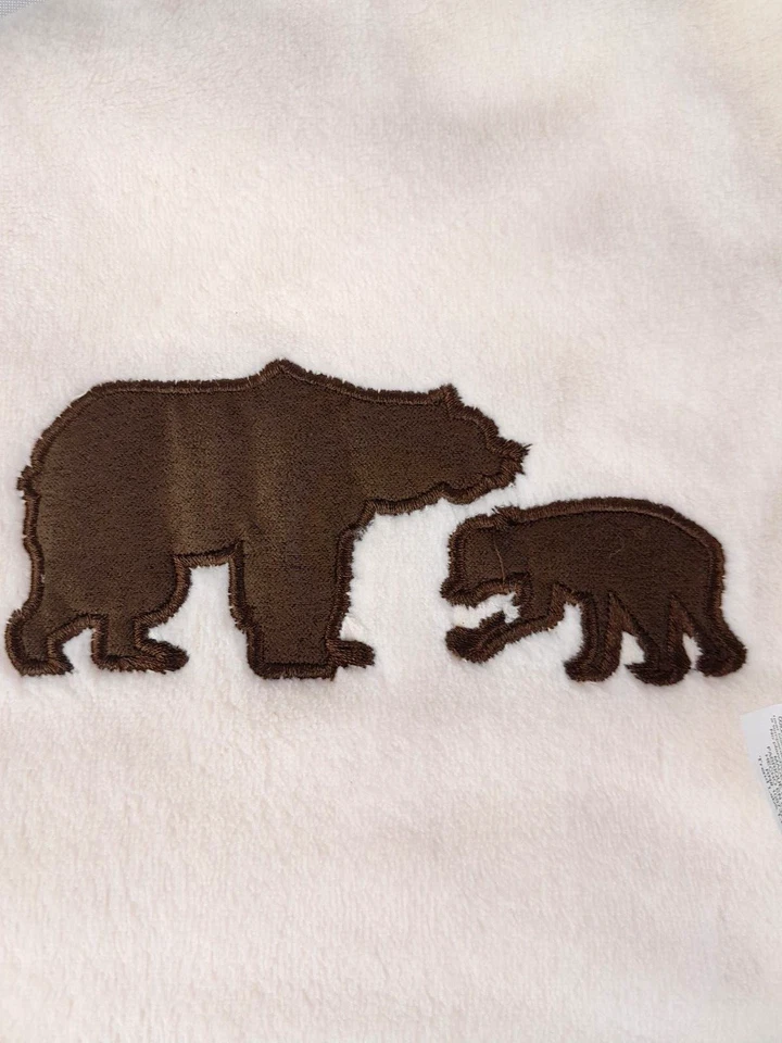 Baby Blanket Trend Lab Beige Brown Bear  30X40 Moose Ribbon Trim Woodland Theme - Image 2 of 4