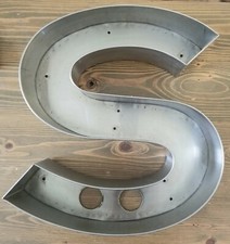 VINTAGE GIANT S LETTER INITIAL MARQUEE SCULPTURE WALL DECOR 15" METAL