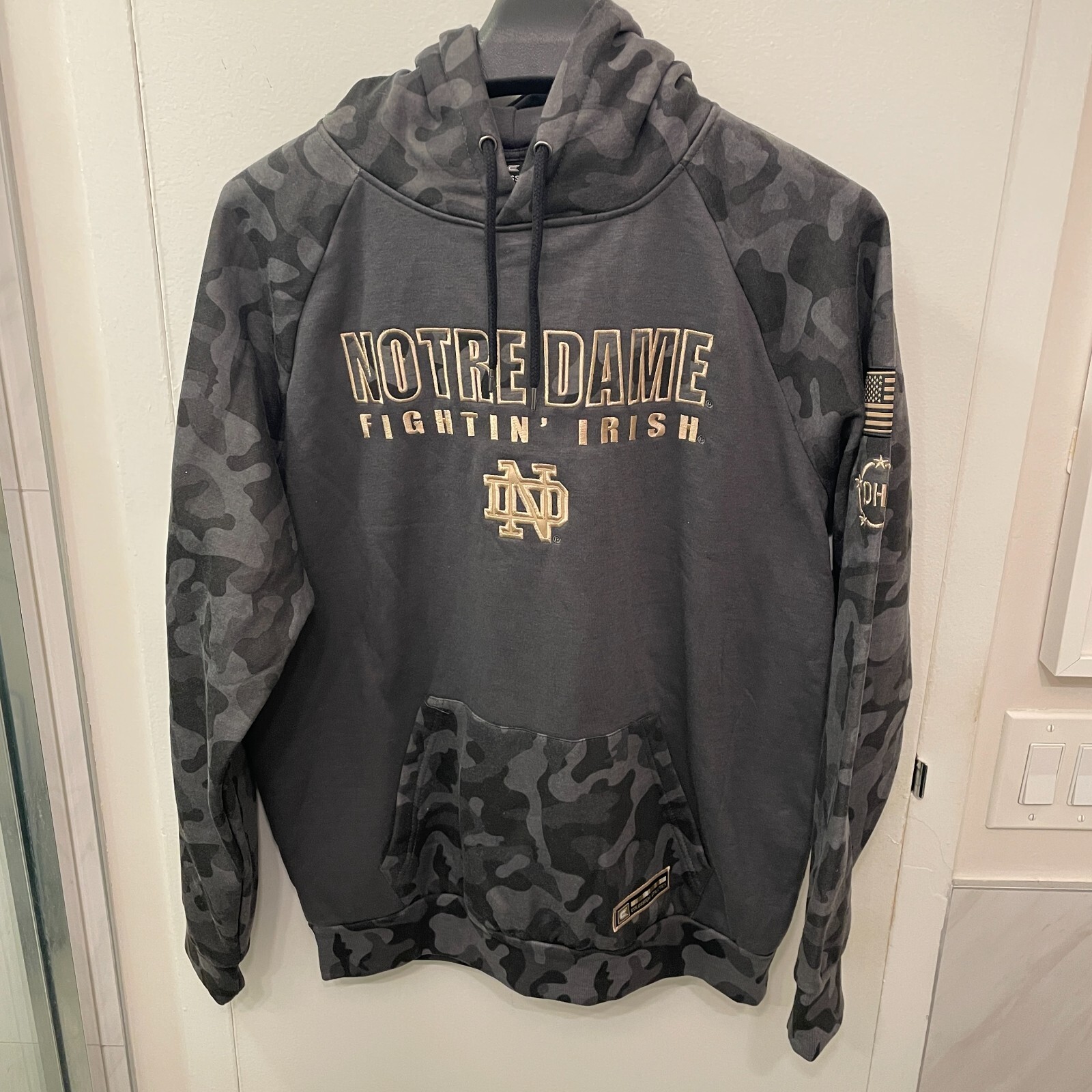 Notre Dame Fighting Irish Charcoal Hoodie OHT Military Appreciation Mens Size XL