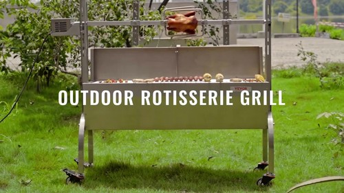 VEVOR Barbecue à agneau Gril à cochon de lait Gril rotatif 50W 60kg BBQ Brochette rotative Rôtissoire - Vidéo 1 sur 1