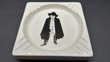 Vintage Large Napoleon Bonaparte White Square Ceramic Ashtray 7.25"