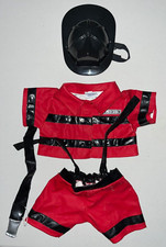 Build a Bear Red Fireman Fire Fighter Uniform Outfit Helmet Hose