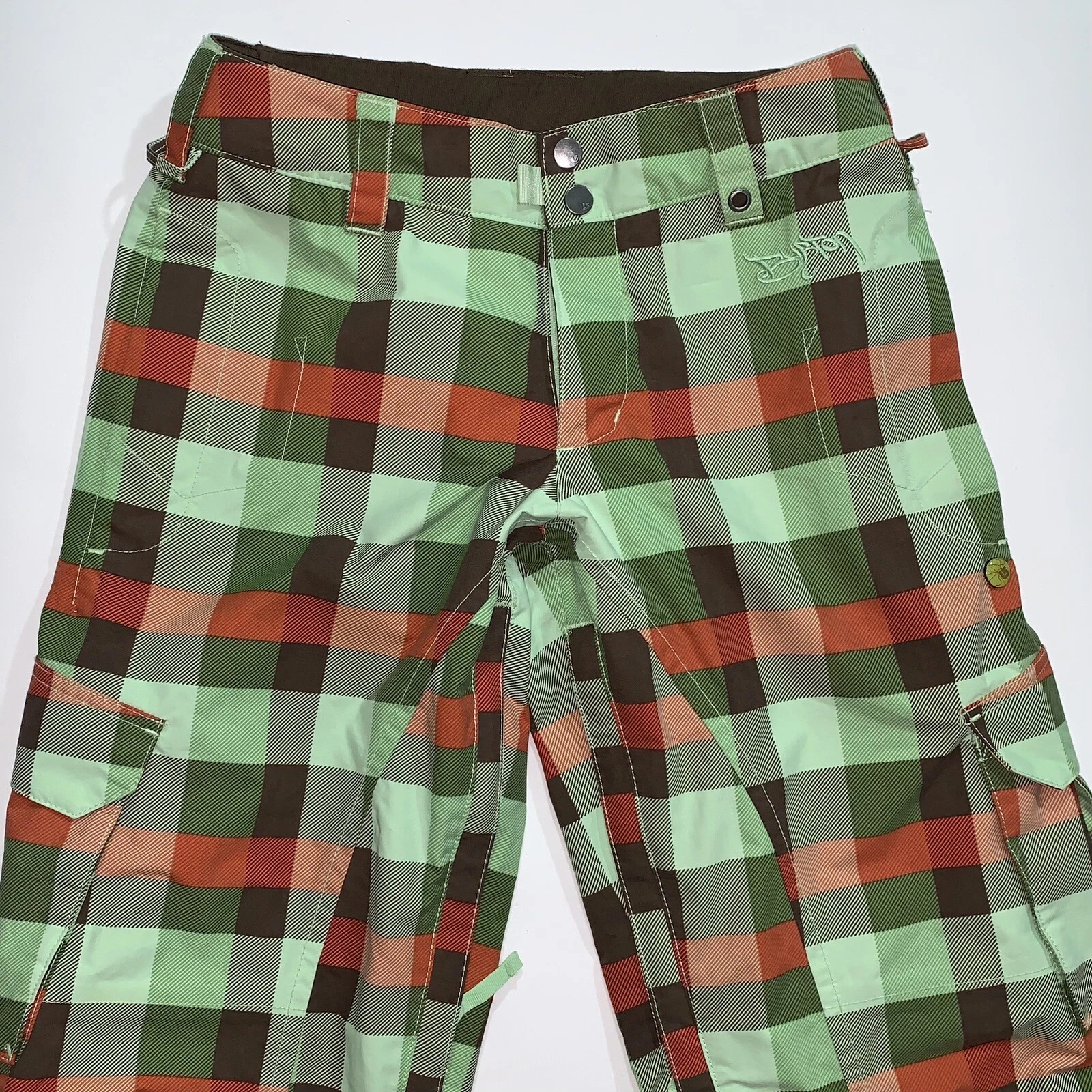 burton stow cargo snowboard dryride ski plaid pants