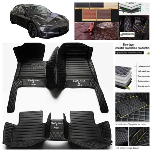 For Tesla Model 3 2017-2025 Car Floor Mats All Weather Foot Carpets Leather Rugs - Picture 23 of 35