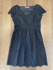 Eliza J Women’s Size 10 Black Lace Fit and Flare Dress Short Sleeve Lined