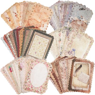 6 Pack Vintage Lace Edged Scrapbook Stationery Paper Assorted Set 4.9x6.9 Inch