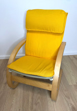 Hübscher Kindersessel, gelber Stoffbezug, Marke nicht bekannt