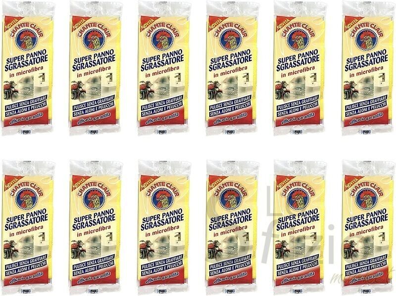 12 panni CHANTECLAIR SUPER PANNO SGRASSATORE in microfibra pulisce senza graffi