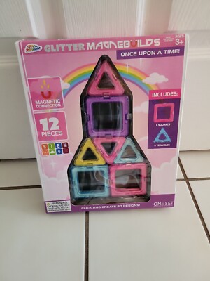 Glitter Magnebuilds Magnetic Construction Building Blocks 12-piece Set
