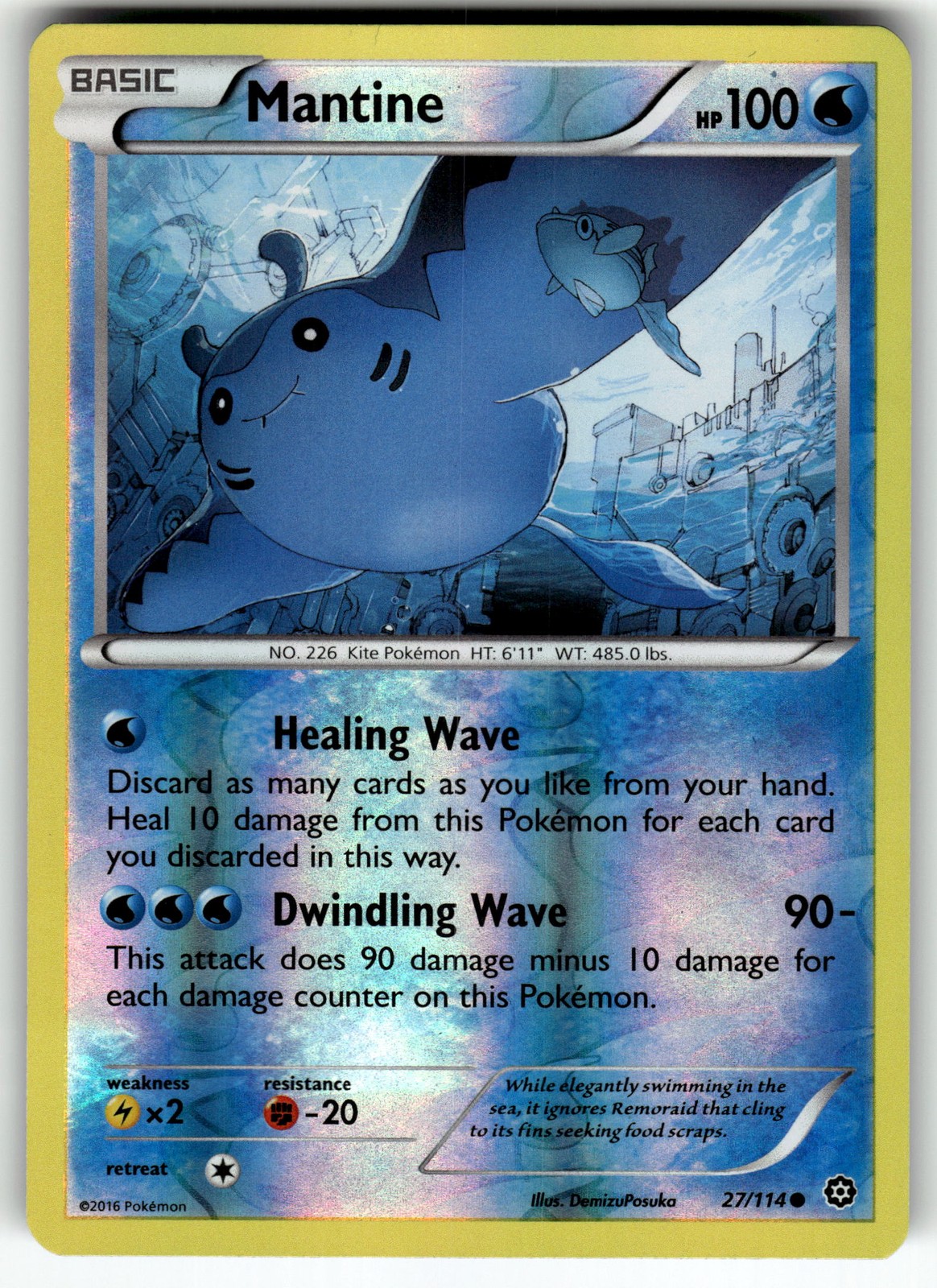 Mantine 27/114 XY - Steam Siege LP Pokemon Card TCG