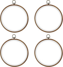 , 4 Pack round Embroidery Hoops 8 Inch Imitated Wood Display Frame Circle Cross