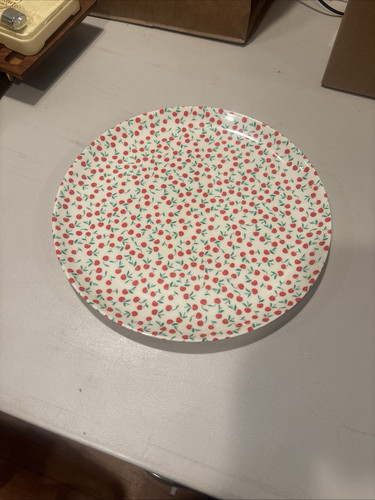 Anthropologie Kiln 4 Red Floral 8" Shallow Low Bowl Pasta Salad Dessert Japan