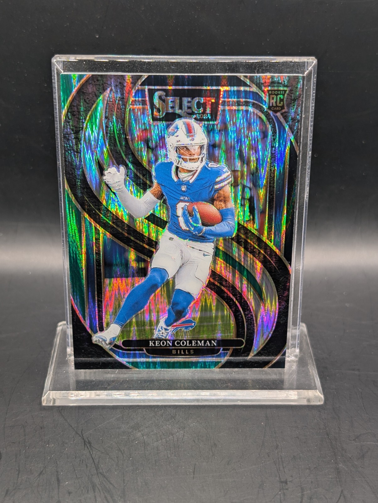 2024 Panini Select Premier Level Keon Coleman #153 Black & Green Shock