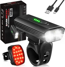 USB Rechargeable Bike Lights Set 6 Modes Bicycle Front Headlight and Back 4000LM