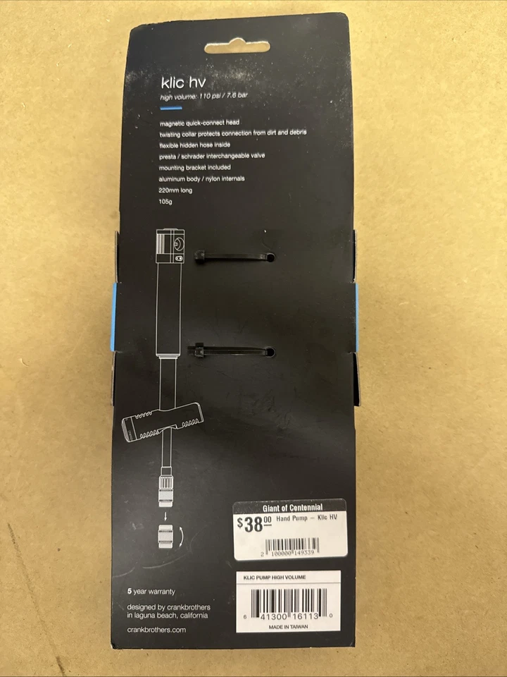 Crankbrothers Bicycle Hand Pump Klic HV Gauge - Silver New in Box - Image 2 of 2