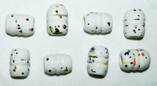 CERAMIC BEADS  8-ct WHITE w/Splatter Glazed    NEW