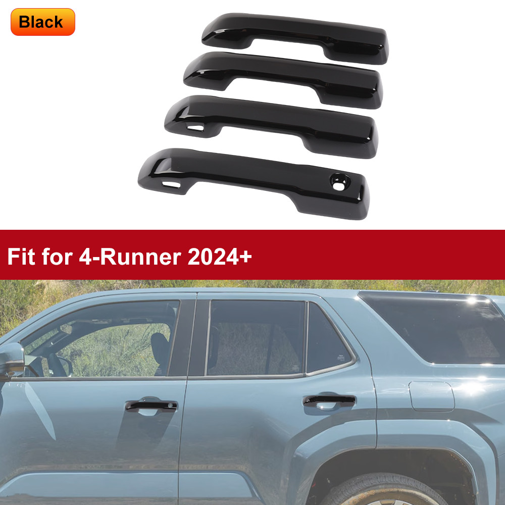 For Tundra 4Runner 2025 Gloss Black Door Handle Bezel Cover Trim w/smart Keyhole