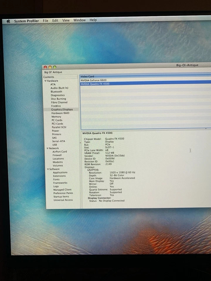 NVIDIA Quadro FX4500 Power Mac G5 PCIe Graphics Card 512MB (FLASHED) TESTED - Image 3 of 3