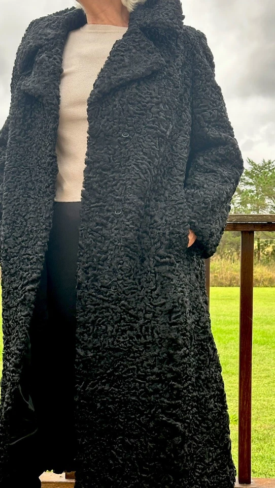 女士 L 波斯羊卡拉库尔毛皮大衣 UdsR 制造德国市场 — 第 2/4 张图片