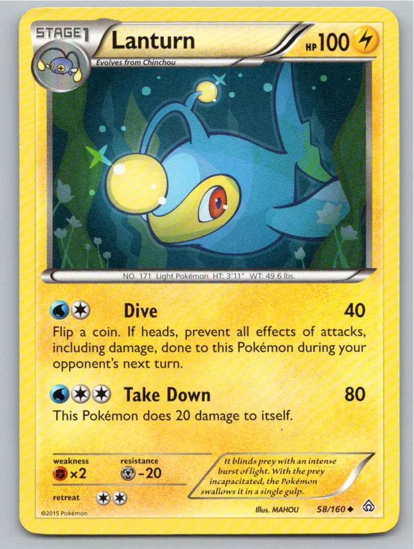 2015 POKEMON LANTURN PRIMAL CLASH 58/160 UC MP A79642 FREE S&H