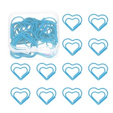 20pcs Lake Blue Metal Heart Clasp