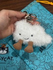 Jellycat Amuseables White Cloud Plush Bag Charm Keychain Toy NWT