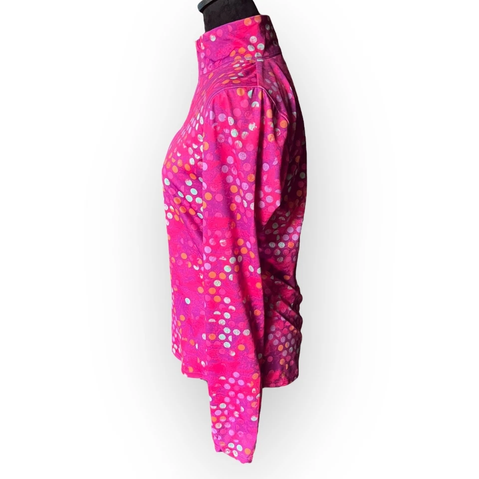 Top Reebok 1/4 Cremallera Rosa Cuello Simulado Ropa Deportiva Lunares Mangas Pulgar Talla S Foto 3 de 4